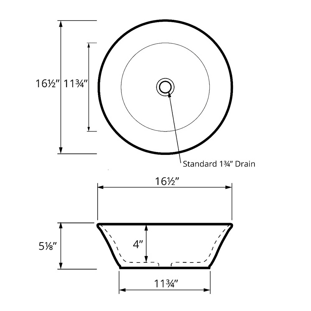 Valera Above-Counter Vitreous China Single Bowl Bathroom Vessel Sink, 16-1/2" x 16-1/2" x 4", White Alt 3 - Image