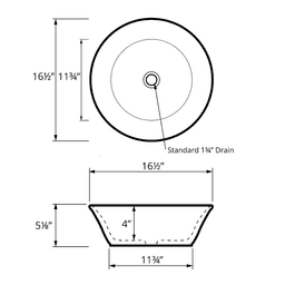 Valera Above-Counter Vitreous China Single Bowl Bathroom Vessel Sink, 16-1/2" x 16-1/2" x 4", White Alt 3 - Image