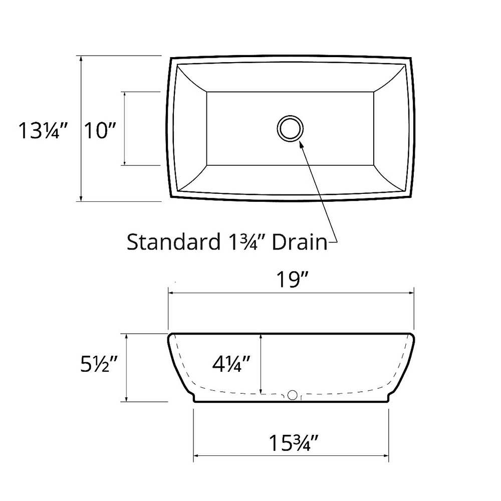 Valera Above-Counter Vitreous China Single Bowl Bathroom Vessel Sink, 19" x 13-1/4" x 4-1/4", White Alt 3 - Image