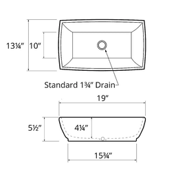 Valera Above-Counter Vitreous China Single Bowl Bathroom Vessel Sink, 19" x 13-1/4" x 4-1/4", White Alt 3 - Image