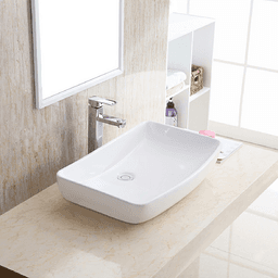 Valera Above-Counter Vitreous China Single Bowl Bathroom Vessel Sink, 24" x 15-1/2" x 4", White Alt 1 - Image