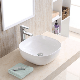 Valera Above-Counter Vitreous China Single Bowl Bathroom Vessel Sink, 16-3/4" x 16-3/4" x 4-1/2", White Alt 1 - Image