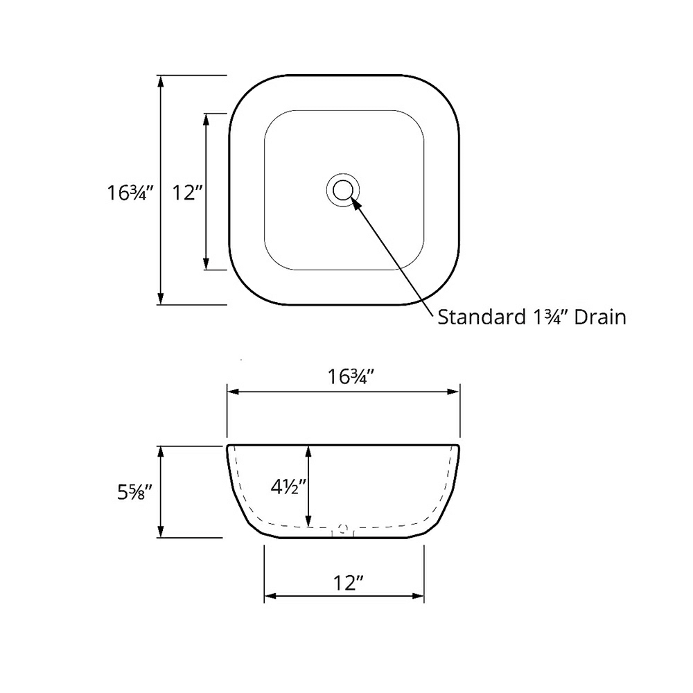Valera Above-Counter Vitreous China Single Bowl Bathroom Vessel Sink, 16-3/4" x 16-3/4" x 4-1/2", White Alt 3 - Image