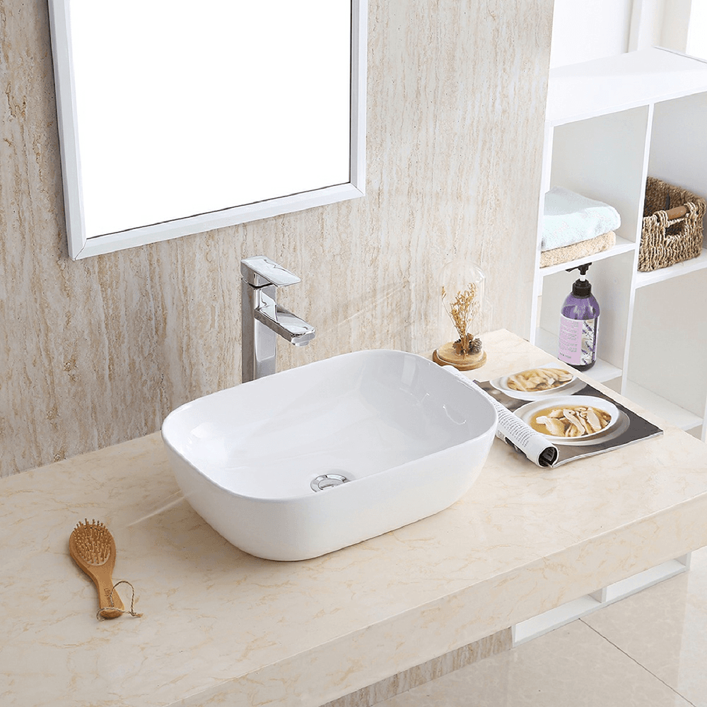 Valera Above-Counter Vitreous China Single Bowl Bathroom Vessel Sink, 19-7/8" x 15-3/4" x 4-1/2", White Alt 1 - Image