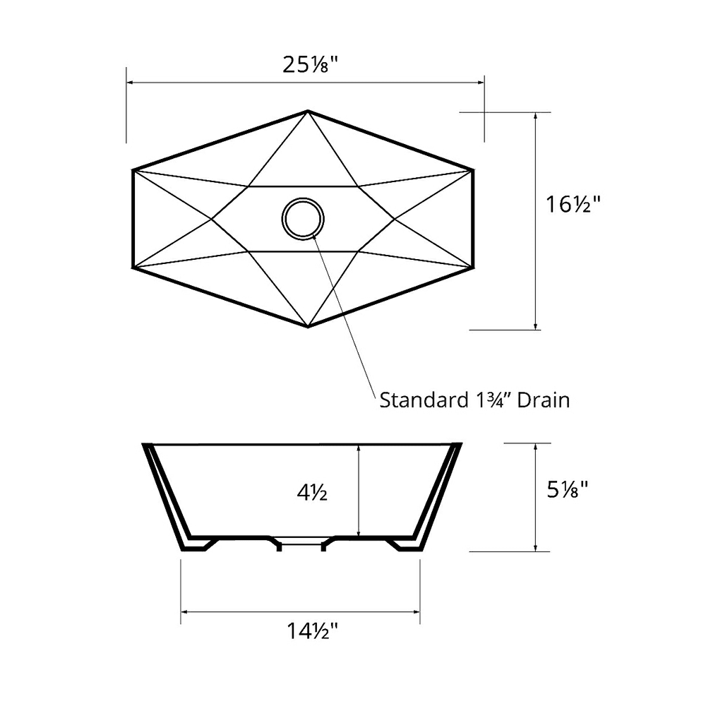 Valera Above-Counter Vitreous China Single Bowl Bathroom Vessel Sink, 25-1/8" x 16-1/2" x 4-1/2", White Alt 2 - Image