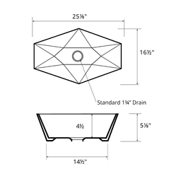 Valera Above-Counter Vitreous China Single Bowl Bathroom Vessel Sink, 25-1/8" x 16-1/2" x 4-1/2", White Alt 2 - Image