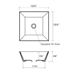 Valera Above-Counter Vitreous China Single Bowl Bathroom Vessel Sink, 16-1/4" x 16-1/4" x 3-3/4", White Alt 3 - Image