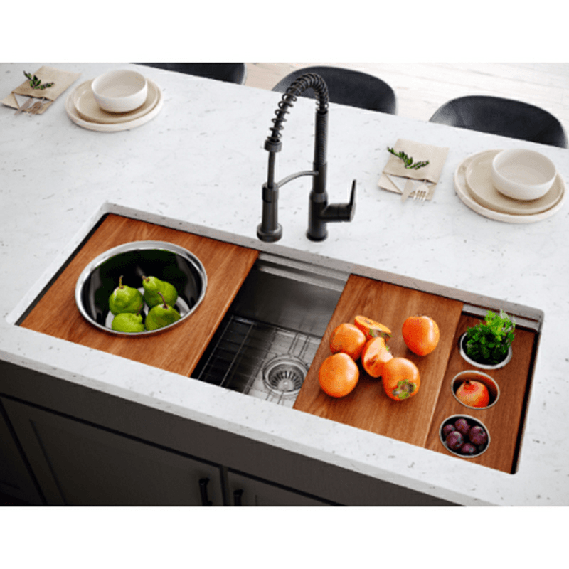 Stainless Steel Undermount Extra-Large Single Bowl 16G Workstation Kitchen Sink Kit, 45" x 19" x 10" Alt 1 - Image