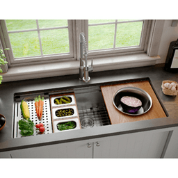 Stainless Steel Undermount Extra-Large Single Bowl 16G Workstation Kitchen Sink Kit, 45" x 19" x 10" Alt 2 - Image