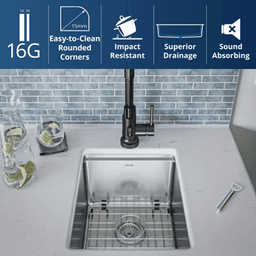 Elite Stainless Steel Undermount 16G Single Bowl Workstation Kitchen Sink Kit, 18-3/4" x 15" x 10" Alt 13 - Image