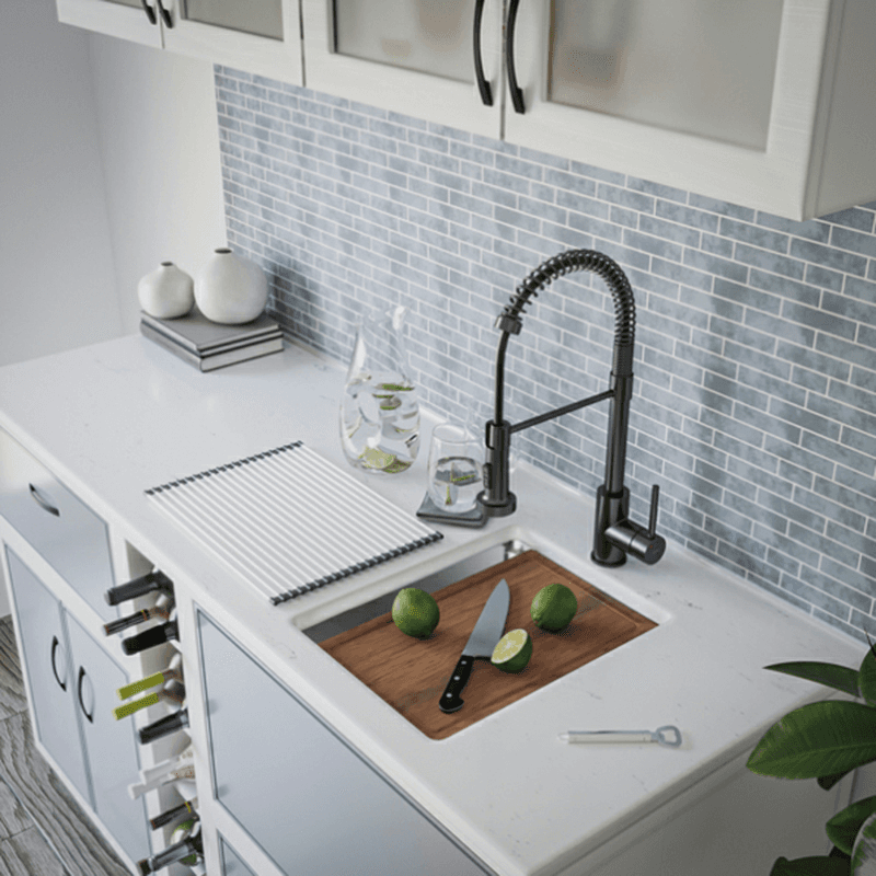 Elite Stainless Steel Undermount 16G Single Bowl Workstation Kitchen Sink Kit, 18-3/4" x 15" x 10" Alt 6 - Image