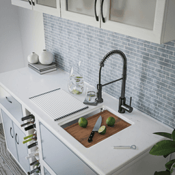 Elite Stainless Steel Undermount 16G Single Bowl Workstation Kitchen Sink Kit, 18-3/4" x 15" x 10" Alt 6 - Image