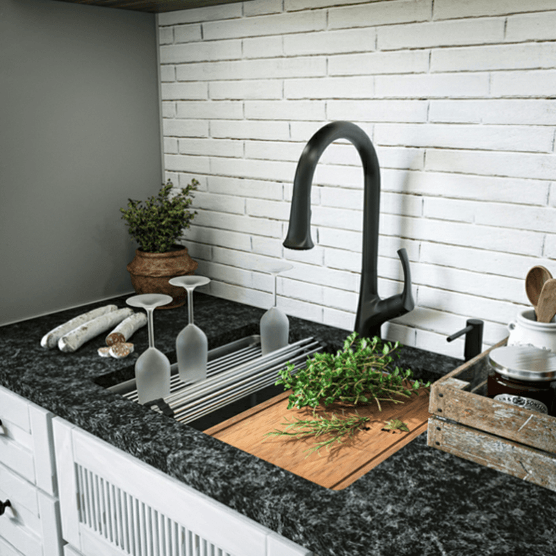 Elite Stainless Steel Undermount 16G Single Bowl Workstation Kitchen Sink Kit, 23" x 18-3/4" x 10" Alt 1 - Image