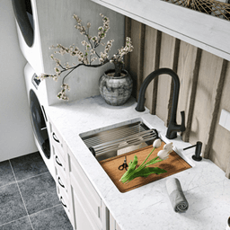 Elite Stainless Steel Undermount 16G Single Bowl Workstation Kitchen Sink Kit with Deeper Bowl, 23" x 18-3/4" x 14" Alt 2 - Image