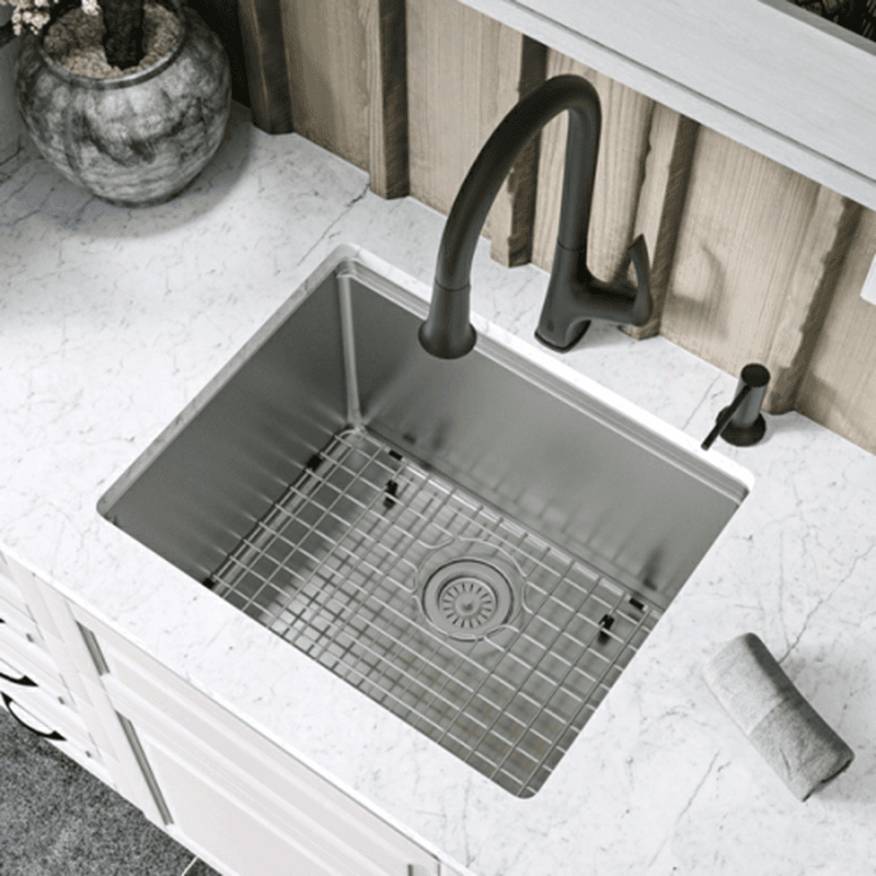 Elite Stainless Steel Undermount 16G Single Bowl Workstation Kitchen Sink Kit with Deeper Bowl, 23" x 18-3/4" x 14" Alt 3 - Image
