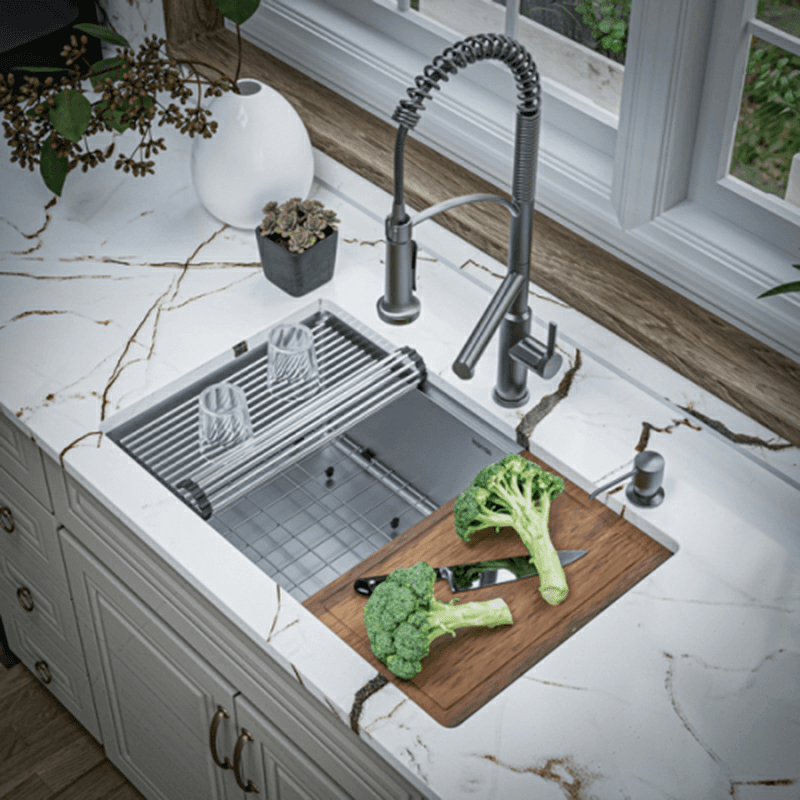 Elite Stainless Steel Undermount Single Bowl Workstation Kitchen Sink Kit, 30" x 18-3/4" x 10" Alt 2 - Image