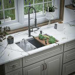 Elite Stainless Steel Undermount Single Bowl Workstation Kitchen Sink Kit, 30" x 18-3/4" x 10" Alt 8 - Image