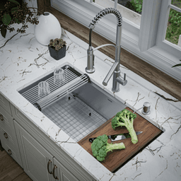 Elite Stainless Steel Undermount Single Bowl Workstation Kitchen Sink Kit, 36" x 18-3/4" x 10" Alt 2 - Image