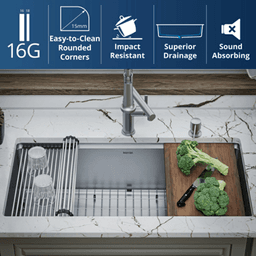 Elite Stainless Steel Undermount Single Bowl Workstation Kitchen Sink Kit, 36" x 18-3/4" x 10" Alt 5 - Image