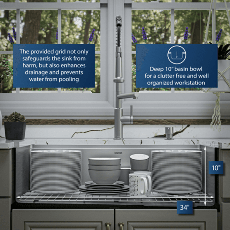 Elite Stainless Steel Undermount Single Bowl Workstation Kitchen Sink Kit, 36" x 18-3/4" x 10" Alt 7 - Image