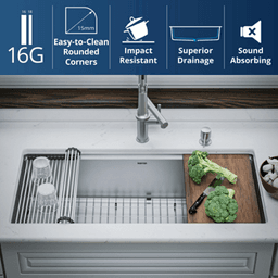Elite Stainless Steel Undermount Single Bowl Workstation Kitchen Sink Kit, 39" x 18-3/4" x 10" Alt 5 - Image