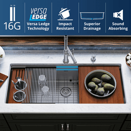 WS-90 Stainless Steel Undermount Large Single Bowl 16G Workstation Kitchen Sink Kit, 45" x 19" x 10" Alt 5 - Image