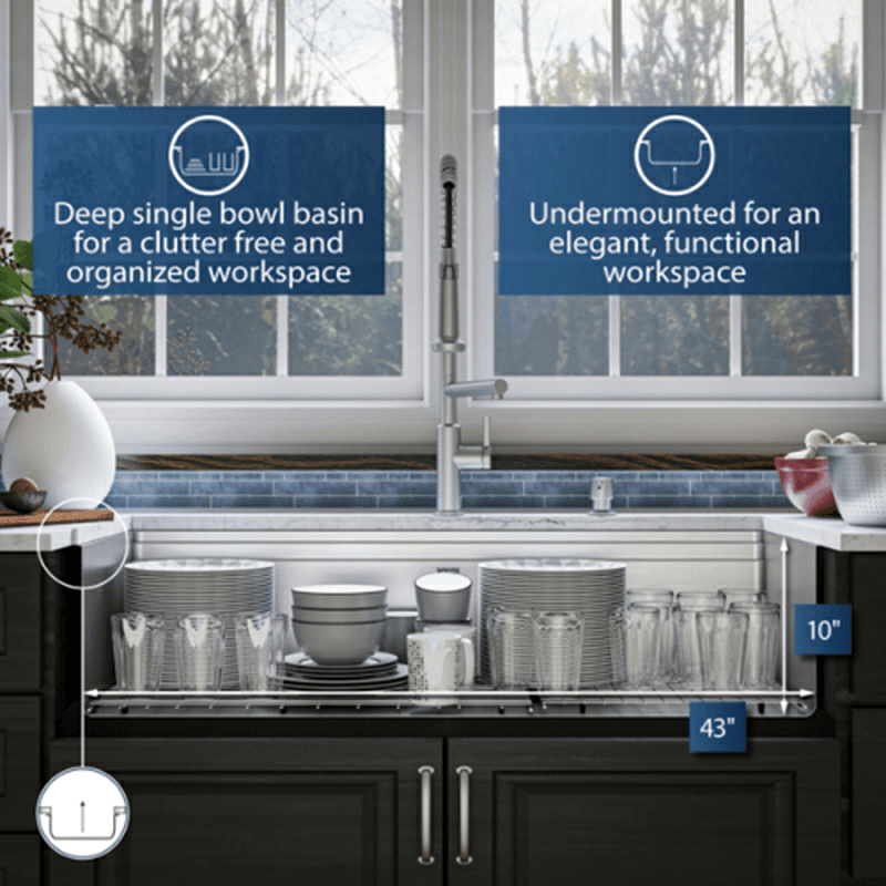 WS-90 Stainless Steel Undermount Large Single Bowl 16G Workstation Kitchen Sink Kit, 45" x 19" x 10" Alt 7 - Image
