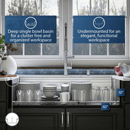 WS-90 Stainless Steel Undermount Large Single Bowl 16G Workstation Kitchen Sink Kit, 45" x 19" x 10" Alt 7 - Image