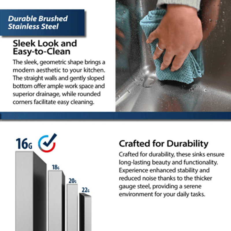 WS-90 Stainless Steel Undermount Large Single Bowl 16G Workstation Kitchen Sink Kit, 45" x 19" x 10" Alt 9 - Image