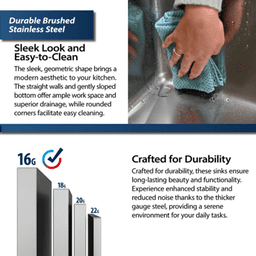 WS-90 Stainless Steel Undermount Large Single Bowl 16G Workstation Kitchen Sink Kit, 45" x 19" x 10" Alt 9 - Image