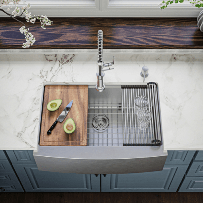 Elite Stainless Steel Farmhouse/Apron Front 16G Single Bowl Workstation Sink Kit, 30" x 21" x 10" Alt 2 - Image