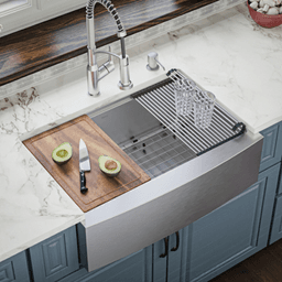 Elite Stainless Steel Farmhouse/Apron Front 16G Single Bowl Workstation Sink Kit, 30" x 21" x 10" Alt 3 - Image