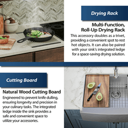 Elite Stainless Steel Farmhouse/Apron Front 16G Single Bowl Workstation Sink Kit, 30" x 21" x 10" Alt 6 - Image