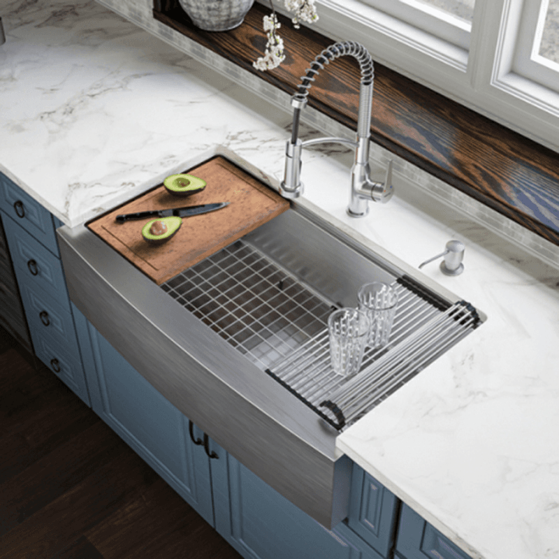 Elite Stainless Steel Farmhouse/Apron Front 16G Single Bowl Workstation Sink Kit, 36" x 21" x 10" Alt 1 - Image