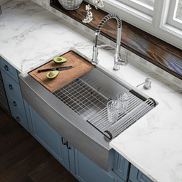 Elite Stainless Steel Farmhouse/Apron Front 16G Single Bowl Workstation Sink Kit, 36" x 21" x 10" Alt 1 - Image