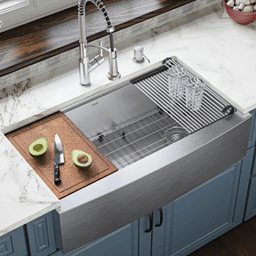 Elite Stainless Steel Farmhouse/Apron Front 16G Single Bowl Workstation Sink Kit, 36" x 21" x 10" Alt 2 - Image