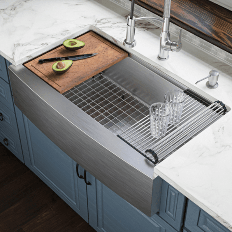 Elite Stainless Steel Farmhouse/Apron Front 16G Single Bowl Workstation Sink Kit, 36" x 21" x 10" Alt 3 - Image