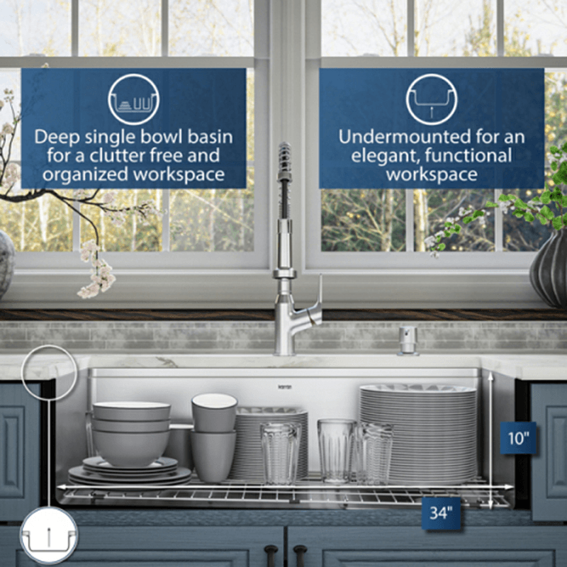 Elite Stainless Steel Farmhouse/Apron Front 16G Single Bowl Workstation Sink Kit, 36" x 21" x 10" Alt 5 - Image