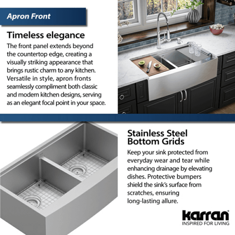 Elite Stainless Steel Farmhouse/Apron Front 16G Double Bowl Workstation Sink Kit, 36" x 21" x 10" Alt 10 - Image