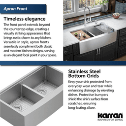 Elite Stainless Steel Farmhouse/Apron Front 16G Double Bowl Workstation Sink Kit, 36" x 21" x 10" Alt 10 - Image