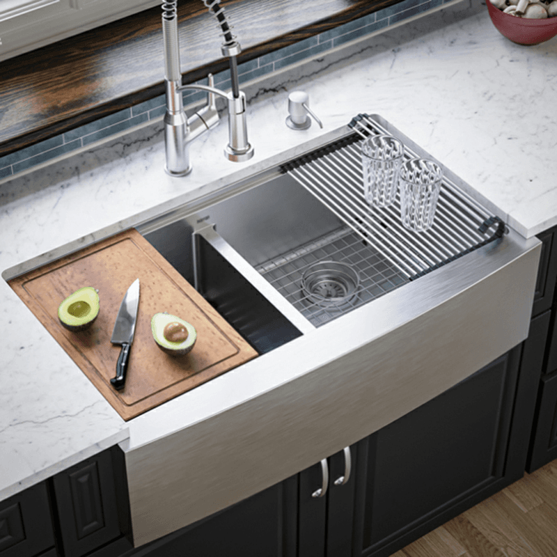 Elite Stainless Steel Farmhouse/Apron Front 16G Double Bowl Workstation Sink Kit, 36" x 21" x 10" Alt 3 - Image