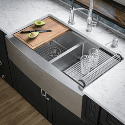 Elite Stainless Steel Farmhouse/Apron Front 16G Double Bowl Workstation Sink Kit, 36" x 21" x 10" Alt 4 - Image