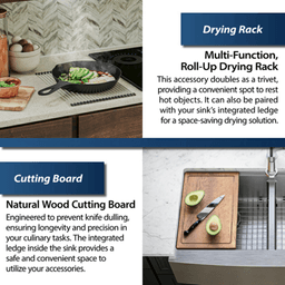 Elite Stainless Steel Farmhouse/Apron Front 16G Double Bowl Workstation Sink Kit, 36" x 21" x 10" Alt 6 - Image