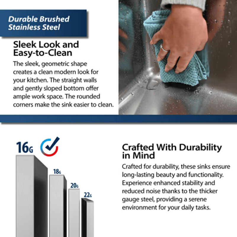 Elite Stainless Steel Top-Mount 16G Single Bowl Workstation Kitchen Sink Kit, 25" x 22" x 10" Alt 8 - Image