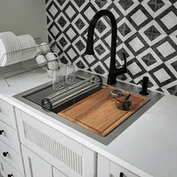 Elite Stainless Steel Top-Mount 16G Single Bowl Workstation Kitchen Sink Kit with Deeper Bowl, 25" x 22" x 14" Alt 1 - Image
