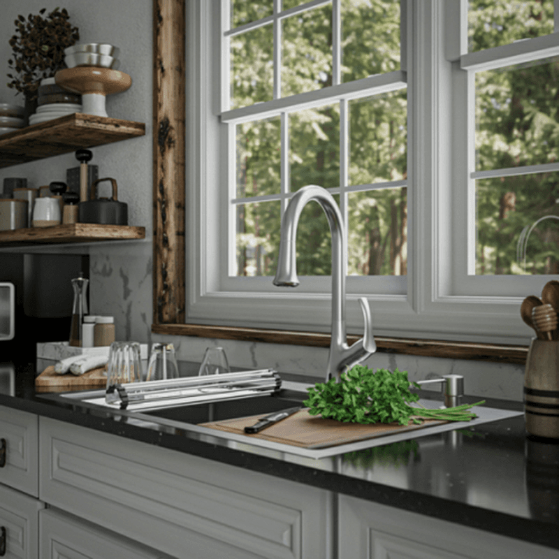 Elite Stainless Steel Top-Mount Single Bowl Workstation Kitchen Sink Kit, 33" x 22" x 10" Alt 4 - Image