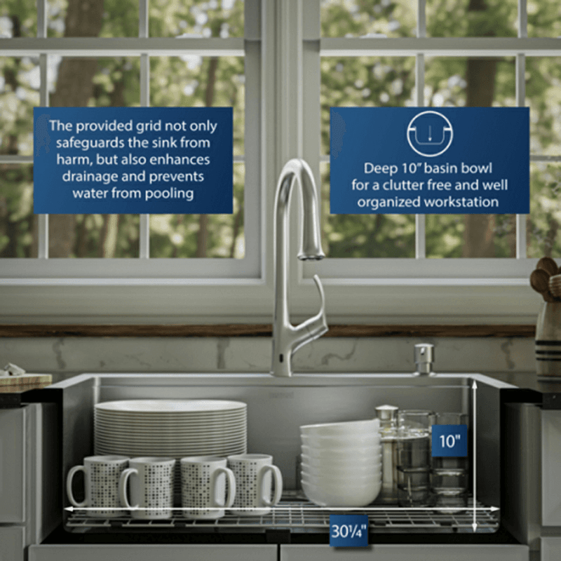 Elite Stainless Steel Top-Mount Single Bowl Workstation Kitchen Sink Kit, 33" x 22" x 10" Alt 7 - Image