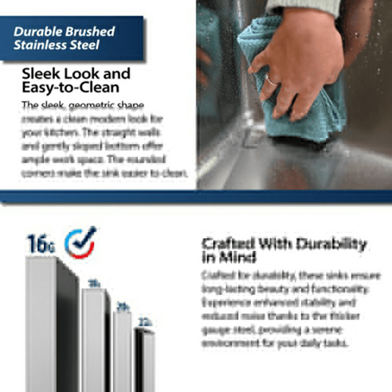 Elite Stainless Steel Top-Mount Single Bowl Workstation Kitchen Sink Kit with Right Drain, 33" x 22" x 10" Alt 9 - Image
