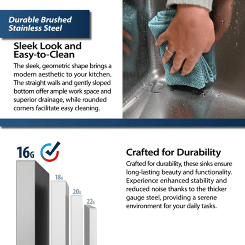 Elite Stainless Steel Top-Mount 16G Double Bowl Workstation Kitchen Sink Kit, 33" x 22" x 10" Alt 11 - Image