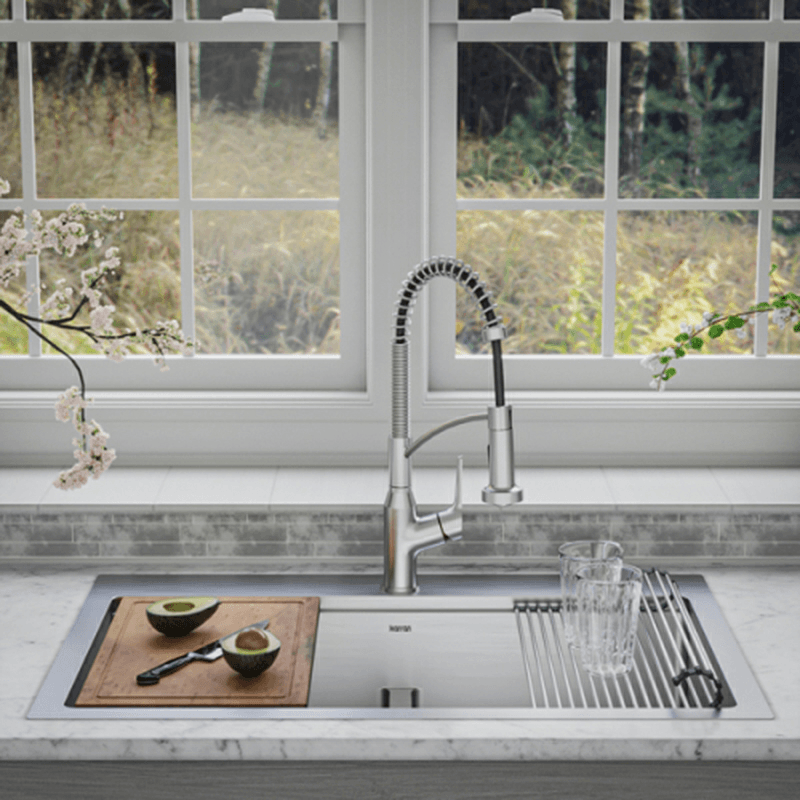 Elite Stainless Steel Top-Mount 16G Double Bowl Workstation Kitchen Sink Kit, 33" x 22" x 10" Alt 2 - Image